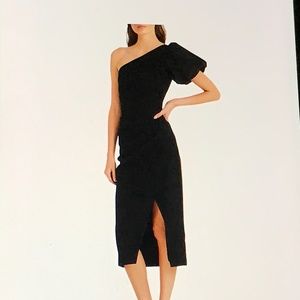 Ralph Lauren  crepe one sleeve cocktail midi dress